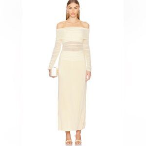 SOVERE X Revolve Rise Mesh Dress Long Sleeve  Buttermilk Sz Small NWT